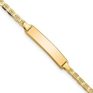 Solid 10K Yellow Gold Womens Anchor Chain ID Bracelet 5.5 - 6 inch